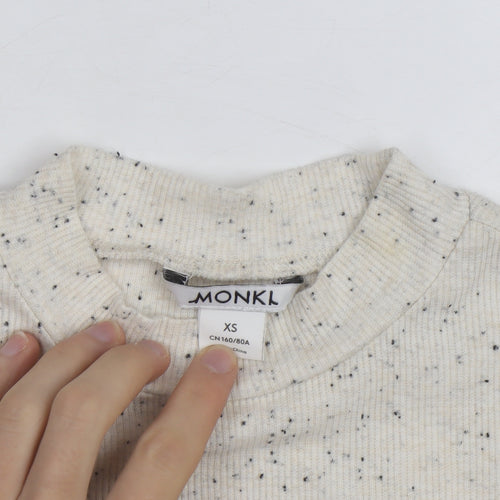 Monki Women's Ivory Mock Neck Ribbed Knit Jumper XS