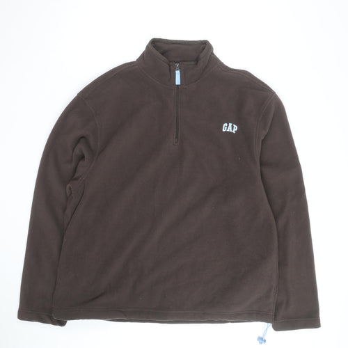 GAP Men's Brown Fleece 1/4 Zip Pullover Sweatshirt XL