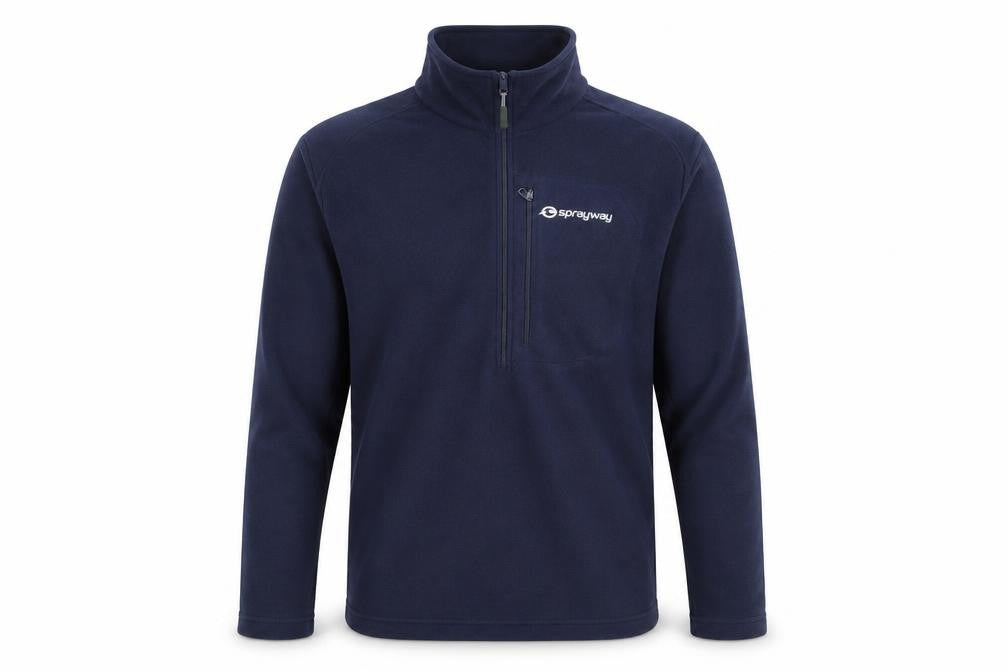 Front view of Sprayway Men's Blue Fleece 1/2 Zip Pullover Sweatshirt M