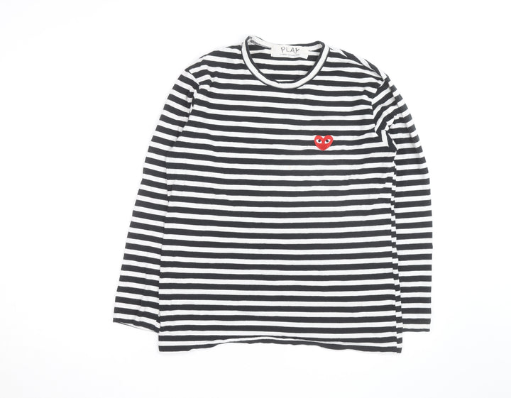 Comme des Garçons PLAY Men's Black Stripe Long Sleeve Cotton Top XL