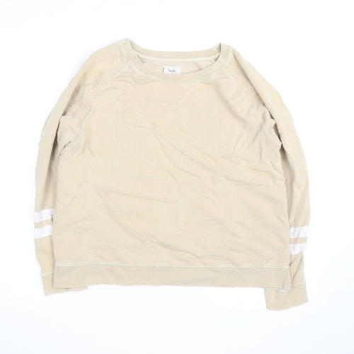 Hush Womens Beige Cotton Crew Neck Sweatshirt Size M