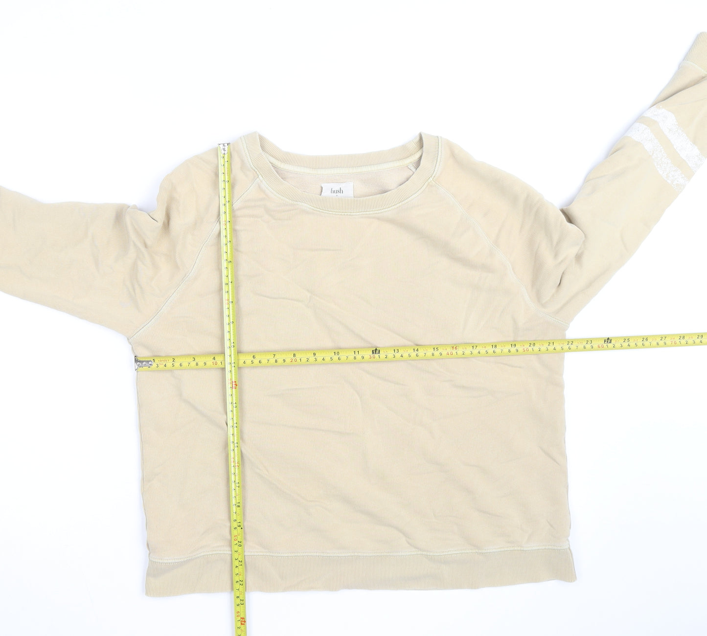 Hush Womens Beige Cotton Crew Neck Sweatshirt Size M