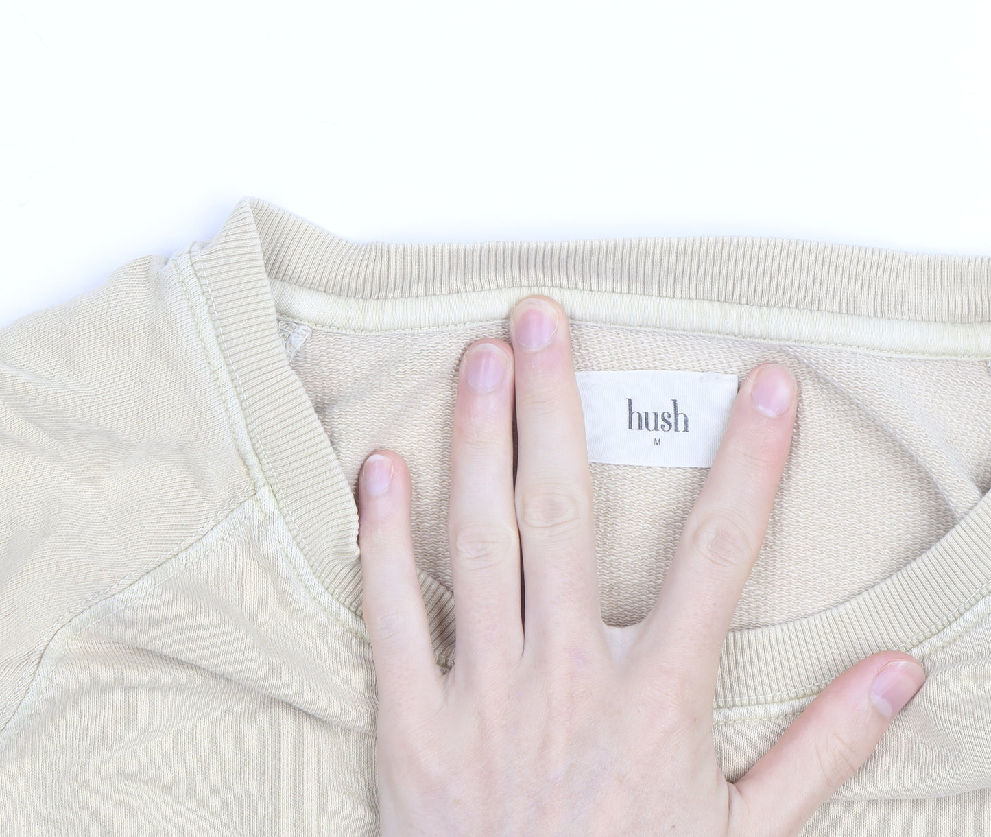 Hush Womens Beige Cotton Crew Neck Sweatshirt Size M