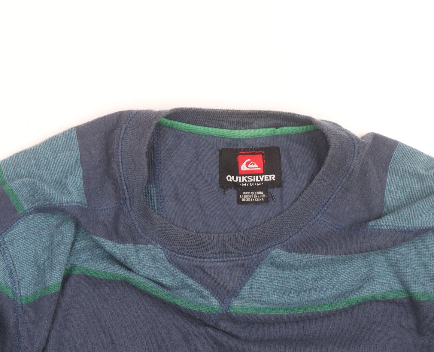 Quiksilver Men's Blue Striped Cotton Crew Neck Jumper Size M