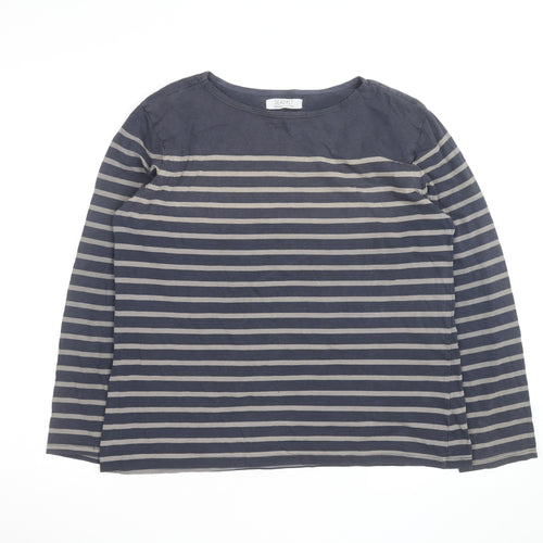 Seasalt Women Blue Striped Long Sleeve Organic Cotton Sailor Shirt UK16