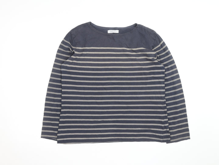 Seasalt Women Blue Striped Long Sleeve Organic Cotton Sailor Shirt UK16