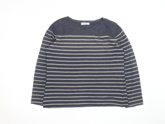 Seasalt Women Blue Striped Long Sleeve Organic Cotton Sailor Shirt UK16