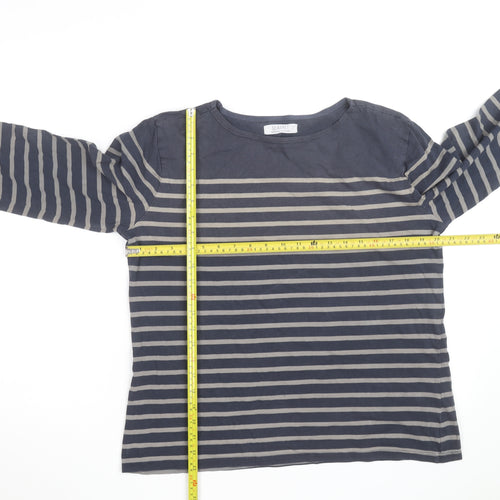 Seasalt Women Blue Striped Long Sleeve Organic Cotton Sailor Shirt UK16