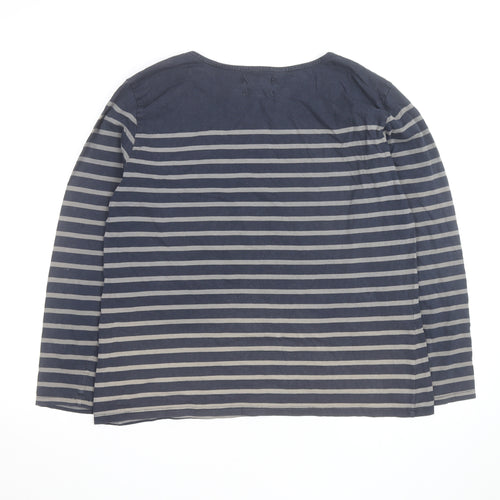 Seasalt Women Blue Striped Long Sleeve Organic Cotton Sailor Shirt UK16