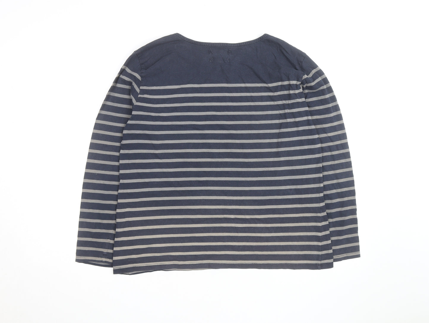Seasalt Women Blue Striped Long Sleeve Organic Cotton Sailor Shirt UK16