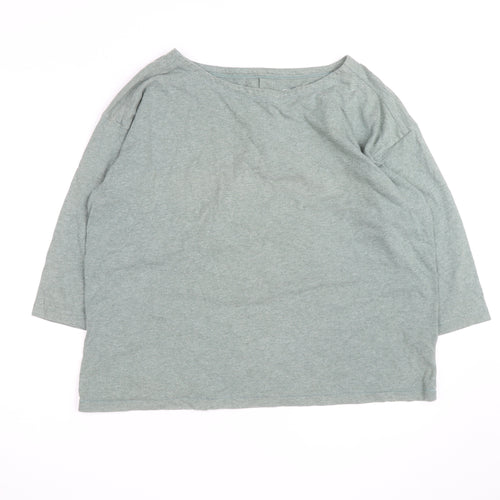 Toast Womens Green Cotton 3/4 Sleeve Boat Neck T-Shirt Size 12