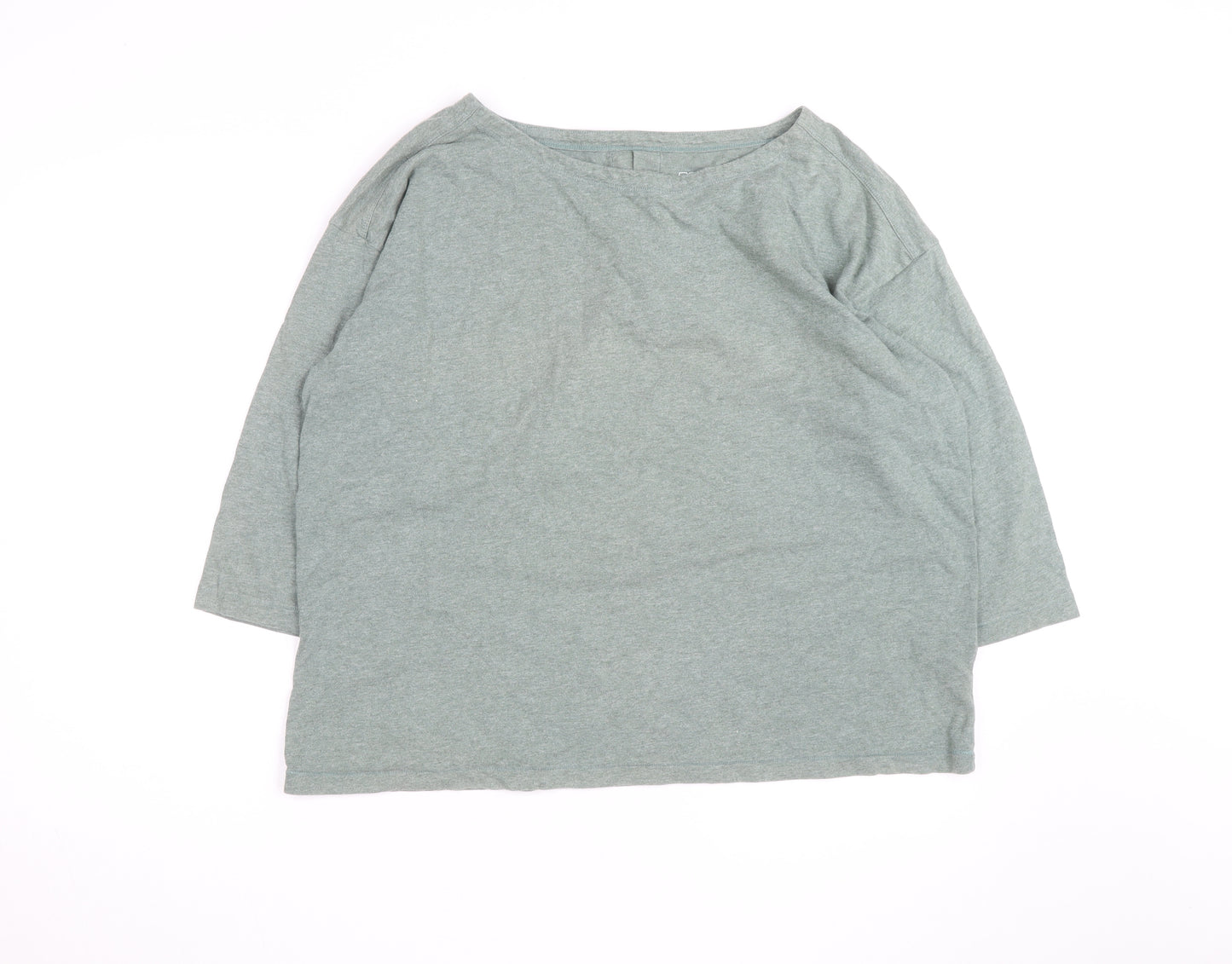 Toast Womens Green Cotton 3/4 Sleeve Boat Neck T-Shirt Size 12