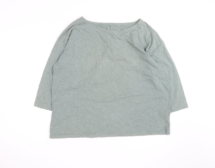 Toast Womens Green Cotton 3/4 Sleeve Boat Neck T-Shirt Size 12