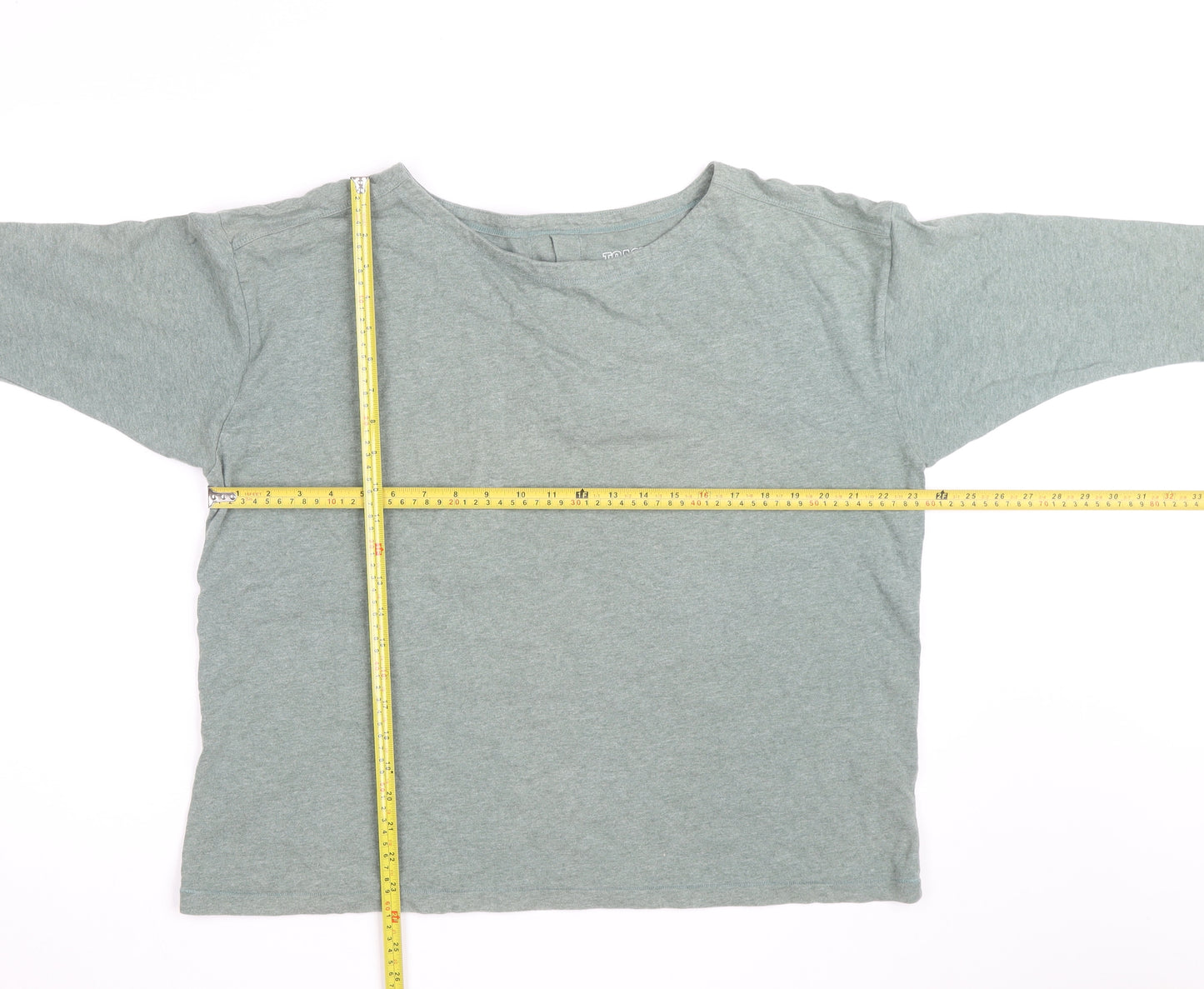Toast Womens Green Cotton 3/4 Sleeve Boat Neck T-Shirt Size 12