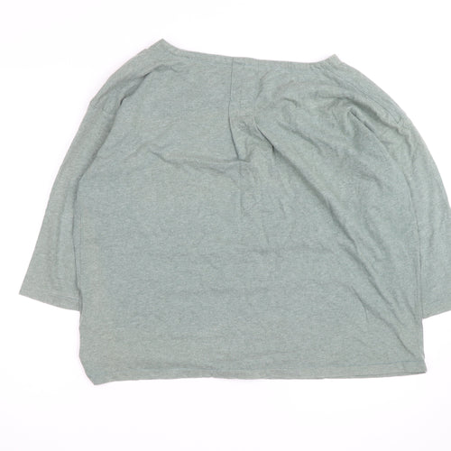 Toast Womens Green Cotton 3/4 Sleeve Boat Neck T-Shirt Size 12