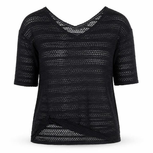 Next Womens Black V-Neck Knit Jumper Size 12 Lightweight Crochet Style