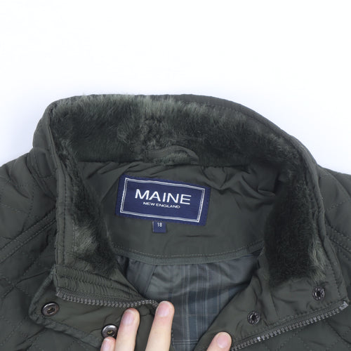 Maine New England Women's Green Quilted Polyester Jacket Size 18