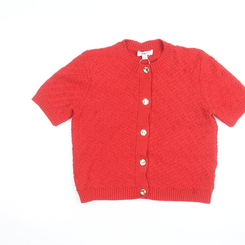 Marks and Spencer Women's Red Short Sleeve Knit Cardigan S