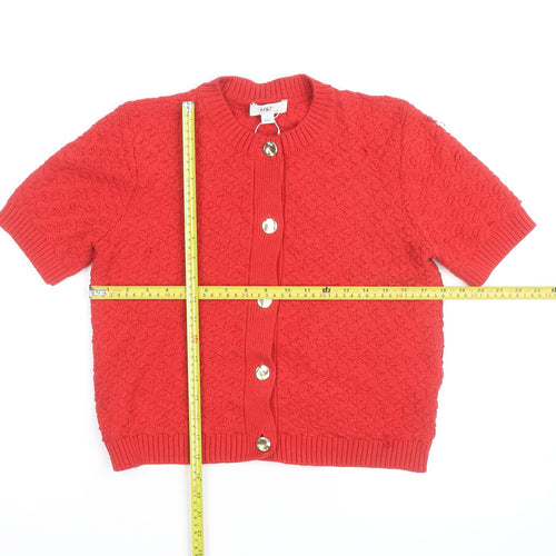 Marks and Spencer Women's Red Short Sleeve Knit Cardigan S