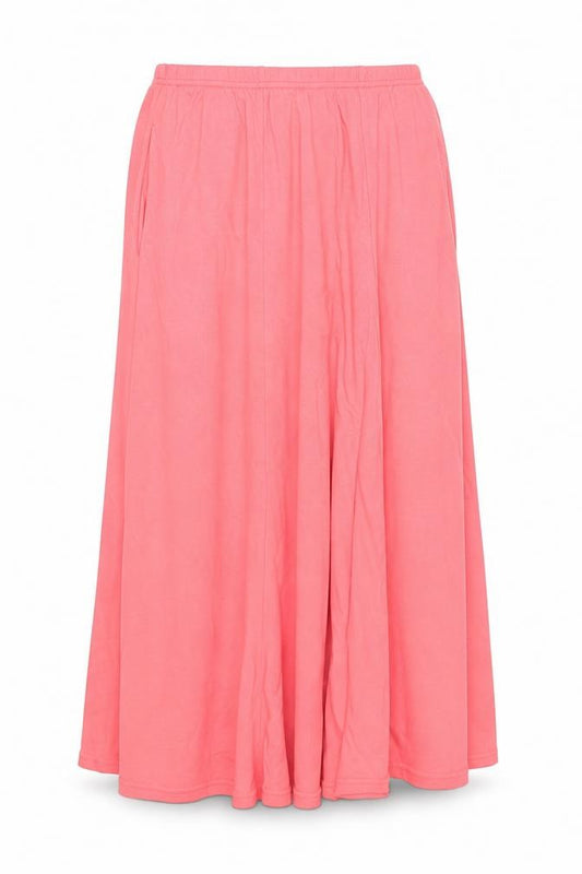 Front view of H&M Women's Pink A-Line Long Cotton Jersey Skirt L