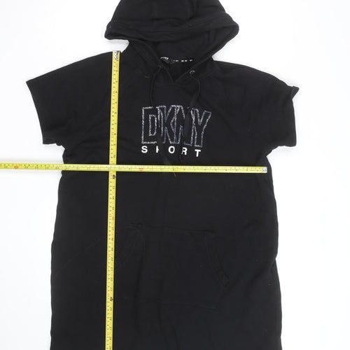 DKNY Sport Womens Black Short Sleeve Hooded Tunic Dress XL