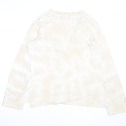 Next Women Beige Embroidered Tunic Blouse UK 16 Long Sleeve Top