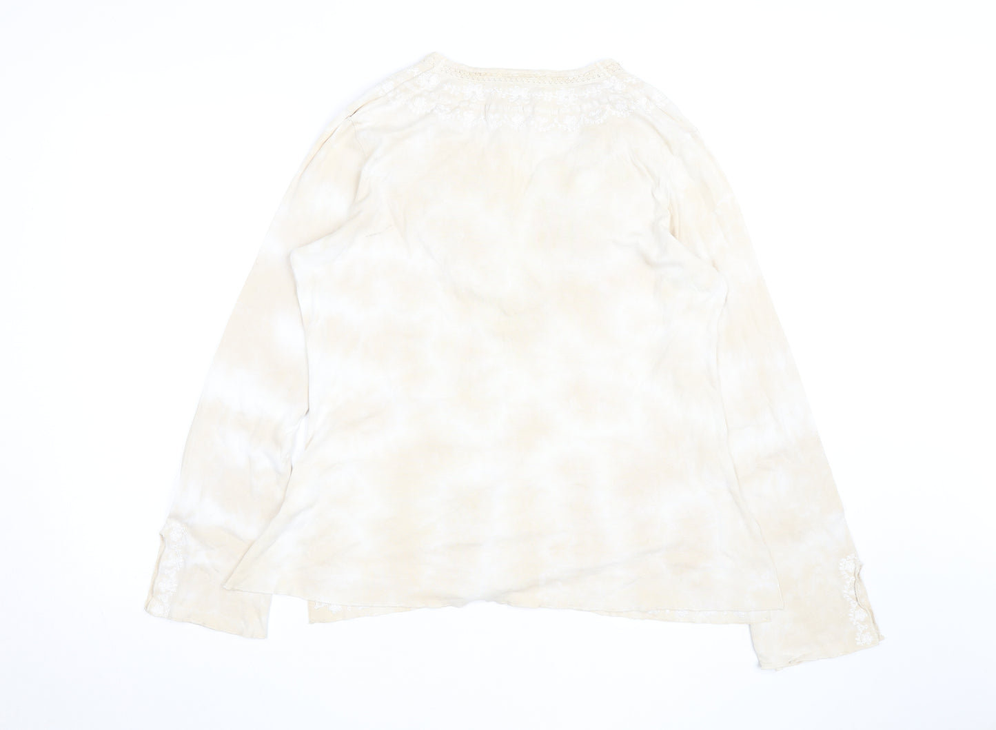 Next Women Beige Embroidered Tunic Blouse UK 16 Long Sleeve Top