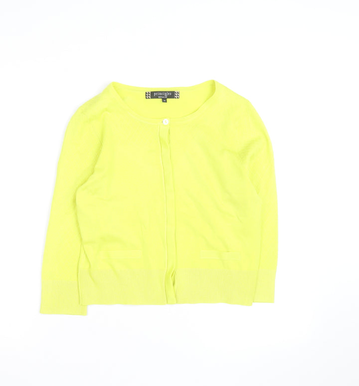 Principles by Ben De Lisi Women's Yellow Cotton Knit Cardigan Size 14