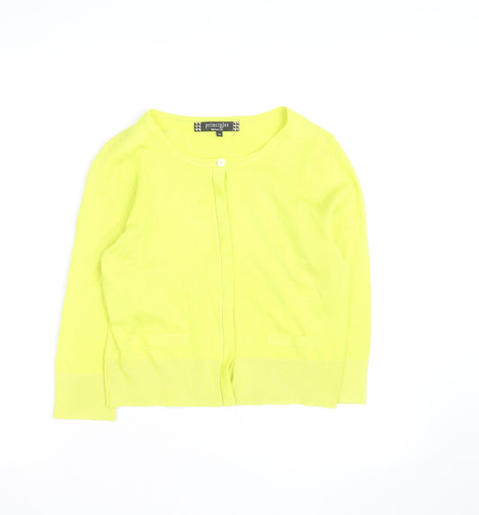 Principles by Ben De Lisi Women's Yellow Cotton Knit Cardigan Size 14