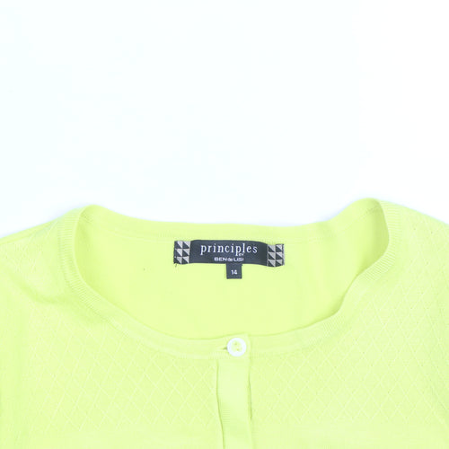 Principles by Ben De Lisi Women's Yellow Cotton Knit Cardigan Size 14