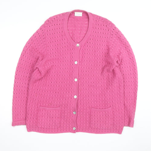 Cotswold Collections Women's Pink Round Neck Knit Cardigan 3XL