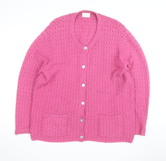 Cotswold Collections Women's Pink Round Neck Knit Cardigan 3XL