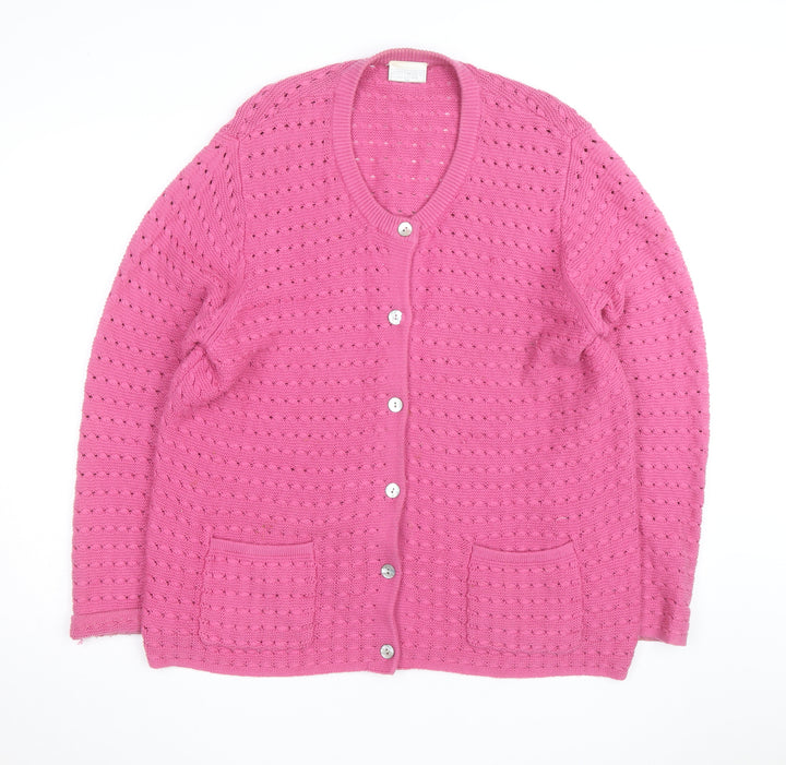 Cotswold Collections Women's Pink Round Neck Knit Cardigan 3XL