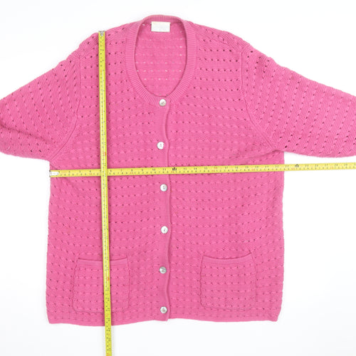 Cotswold Collections Women's Pink Round Neck Knit Cardigan 3XL