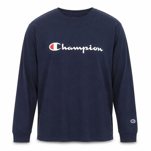 Champion Men's Blue Long Sleeve Crew Neck T-Shirt L