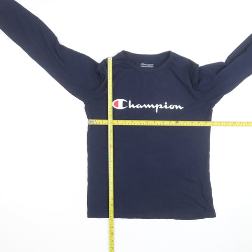 Champion Men's Blue Long Sleeve Crew Neck T-Shirt L