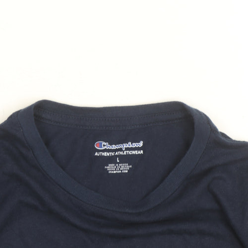 Champion Men's Blue Long Sleeve Crew Neck T-Shirt L
