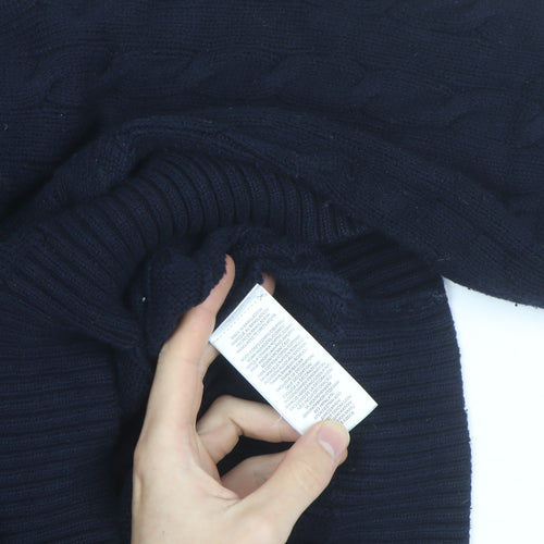 Polo Ralph Lauren Men's Blue Cable-Knit Cotton Jumper Size L