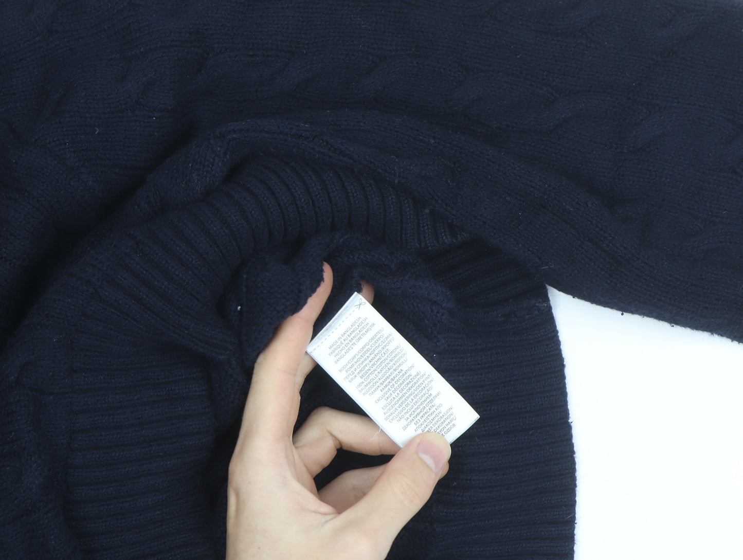 Polo Ralph Lauren Men's Blue Cable-Knit Cotton Jumper Size L