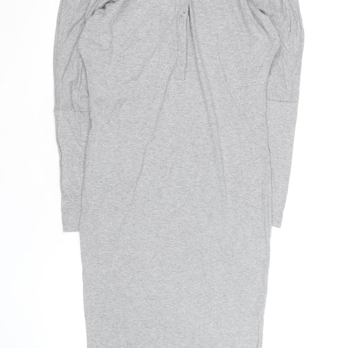 H&M Women’s Grey Bodycon Midi Dress Size 16 Long Sleeve Casual Stretch