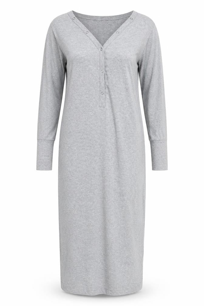 H&M Women’s Grey Bodycon Midi Dress Size 16 Long Sleeve Casual Stretch