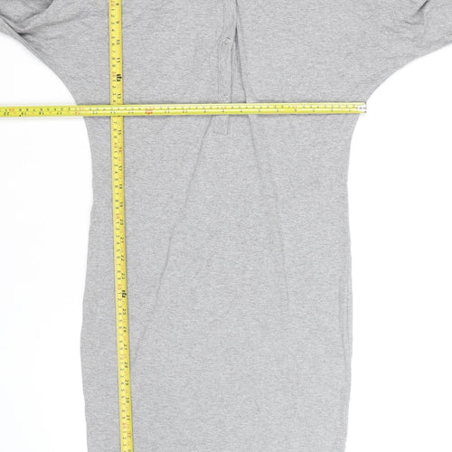 H&M Women’s Grey Bodycon Midi Dress Size 16 Long Sleeve Casual Stretch