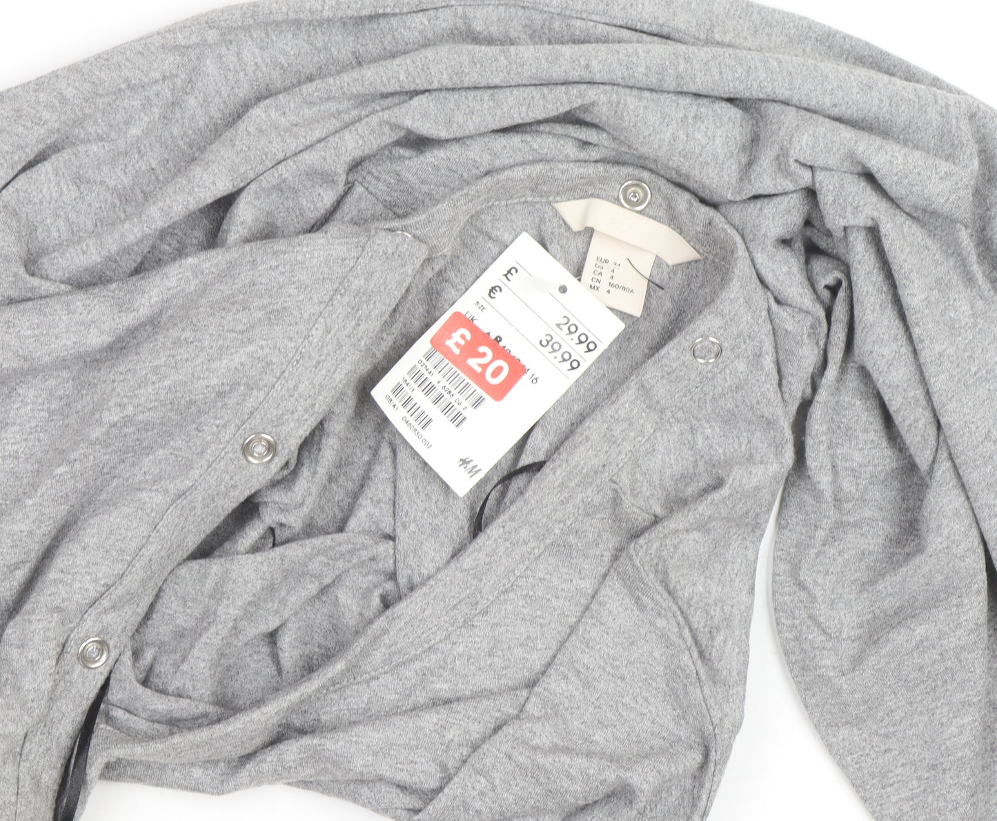 H&M Women’s Grey Bodycon Midi Dress Size 16 Long Sleeve Casual Stretch
