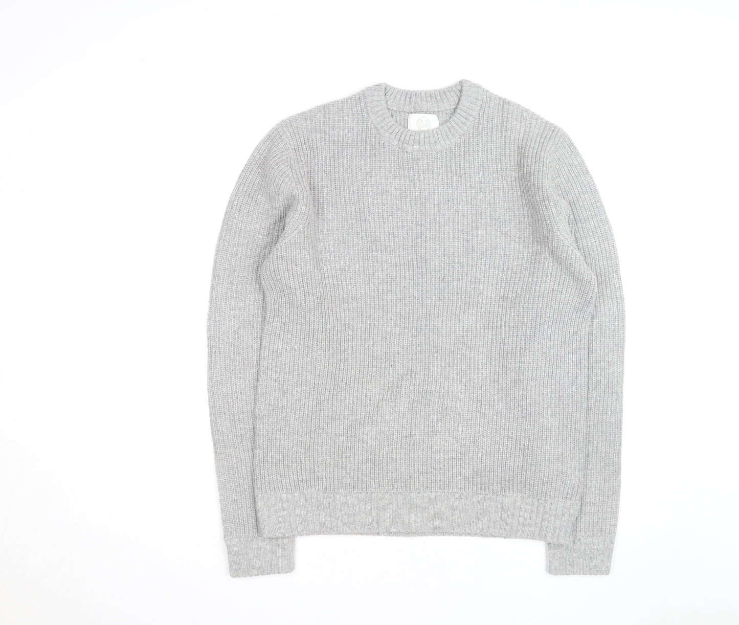 Marks and Spencer Men's Grey Lambswool Blend Pullover Jumper L