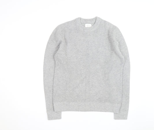 Marks and Spencer Men's Grey Lambswool Blend Pullover Jumper L