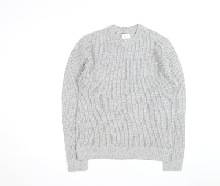 Marks and Spencer Men's Grey Lambswool Blend Pullover Jumper L