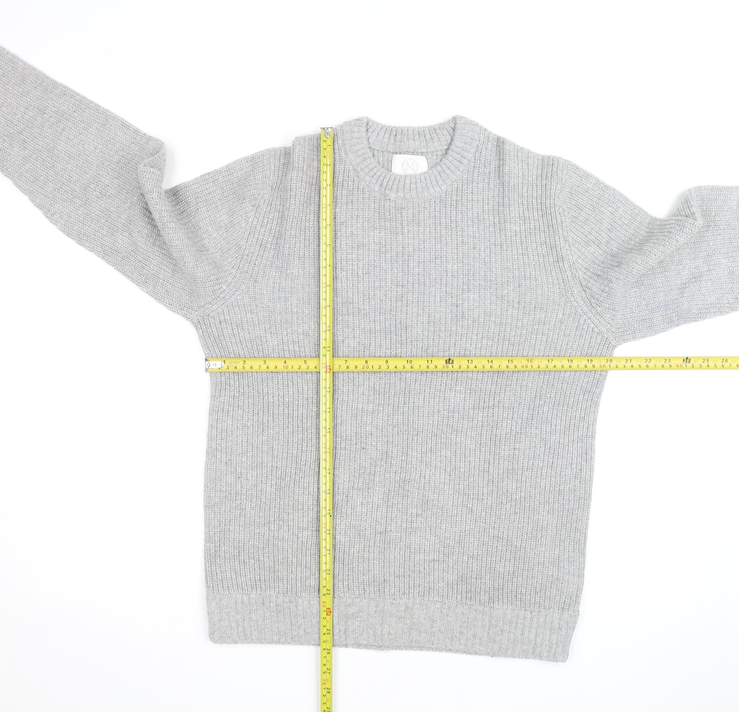 Marks and Spencer Men's Grey Lambswool Blend Pullover Jumper L