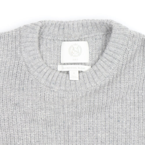 Marks and Spencer Men's Grey Lambswool Blend Pullover Jumper L