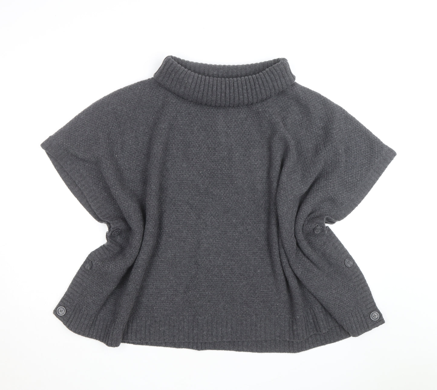 Seasalt Cornwall Women’s Grey Wool Roll Neck Cape Jumper Size S