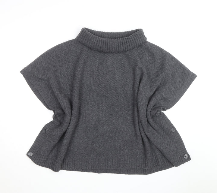 Seasalt Cornwall Women’s Grey Wool Roll Neck Cape Jumper Size S